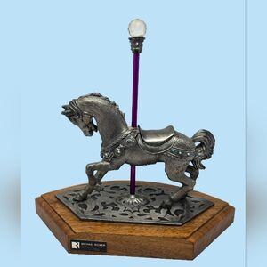 Michael Ricker American Carousel Horse Collection Pewter 306/750 On Wooden Stand